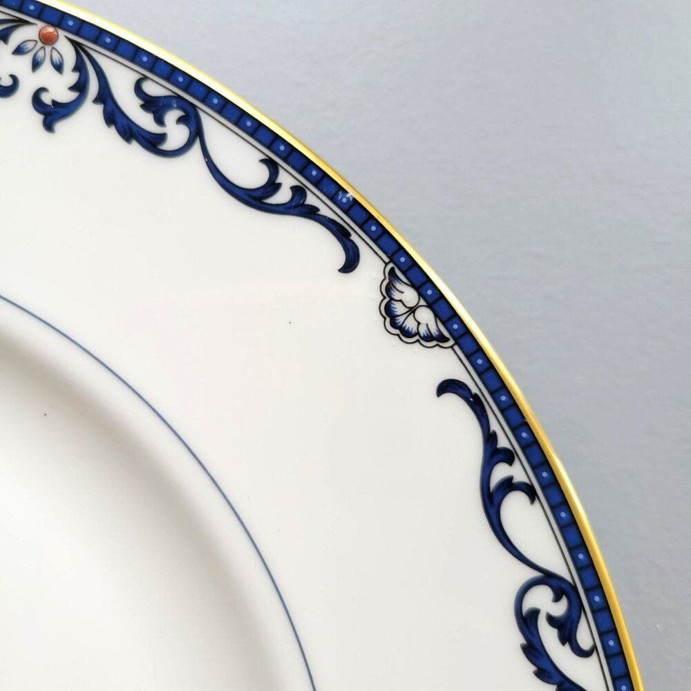 Lenox Royal Scroll Dinner Plate White with Elegant Blue Scroll, Red Dots, USA - Picture 3 of 10